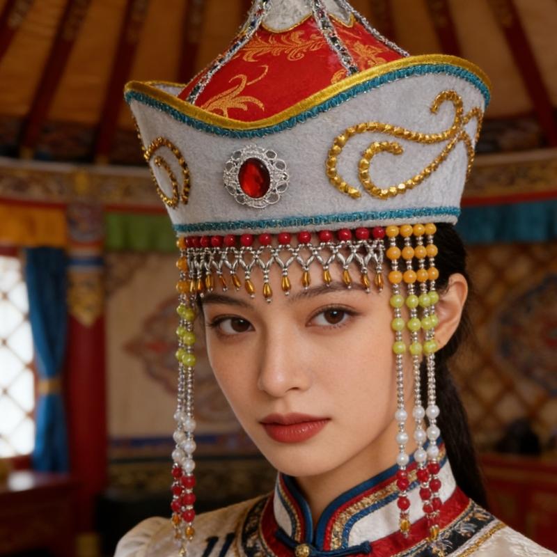 Traditional Mongolian Hat Breathable Fabric Headwear For Stage Shows And Cultural Event Stage Performances Accessory