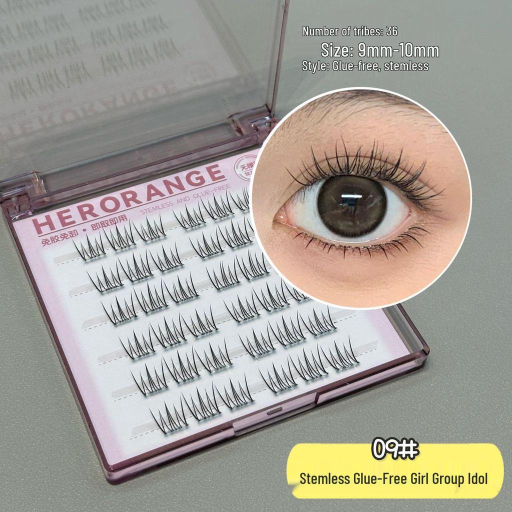 Stemless Self-Adhesive Curly Natural-Look False Eyelash Clusters for Beginners