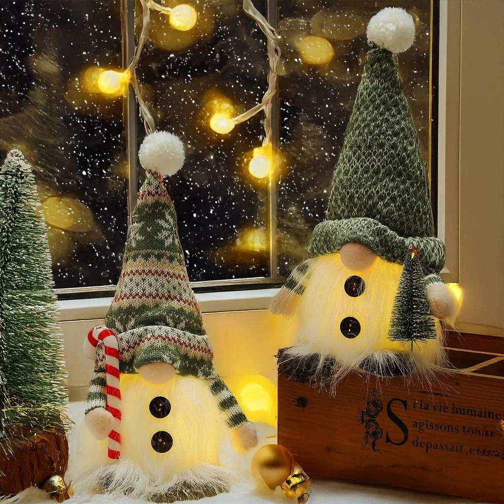 AlliLit 1~3pcs Christmas Gnome Doll Elf 30cm Led Light Xmas Ornaments Decorations for Home 2026 New Year Gift