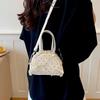 Handtasche mit oberem Griff, Pünktchen, Rüschen-Umhängetasche, Süße Leder-Umhängetasche, Einkaufen