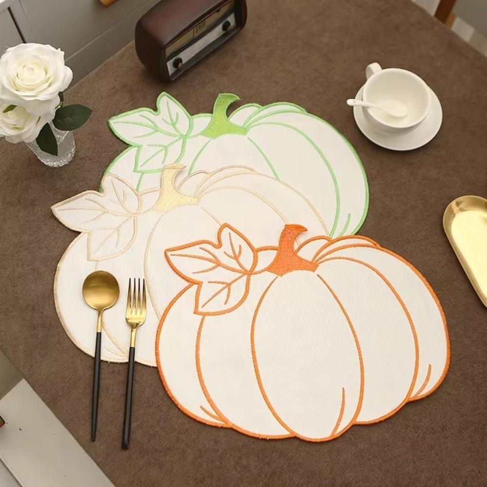 Heat Insulated Insulated Pad Embroidered Pumpkin Placemat Durable Dining Table Mat