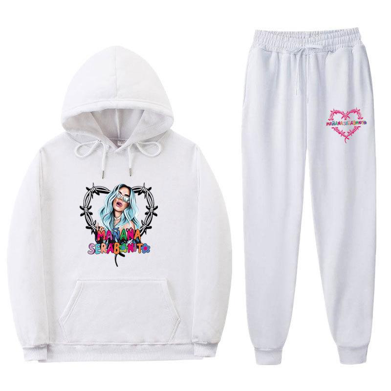New 2023 Men's Printed Hoodie Set with Threaded Bottom Hem for Men's and Women's Casual Sports Set