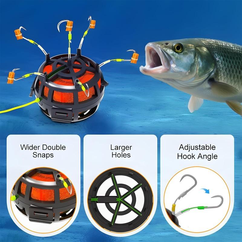 4/6/8/10#String Hook Fishing Bait Cage 6 Hook Carbon Steel Line Group Feeder Sinker New Design Square Bait Shape Fishing Spring Bait Cage