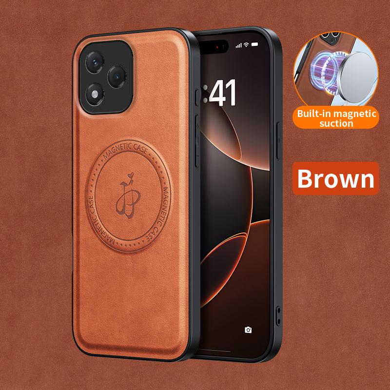 

Магнитный чехол из искусственной кожи с беспроводной зарядкой для Honor 400 Lite 400 Pro 5G, защитная крышка, жесткая задняя панель, коке Honor 400 Lite коричневый