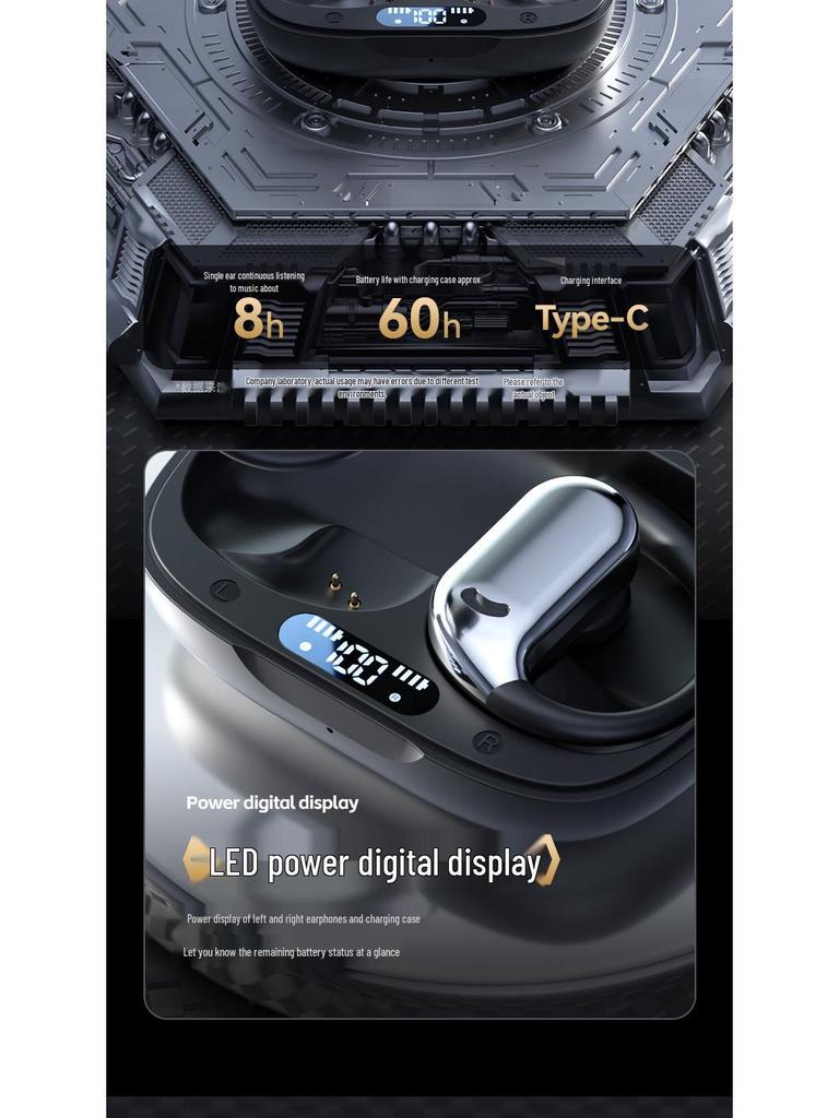 Bluetooth Ear-Hook Headset with HIFI Sound and Long Battery Life
