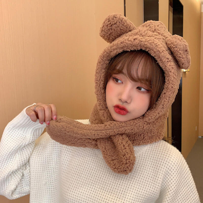 Norsca Wool Cute Cat Ear Hooded Muffler gray