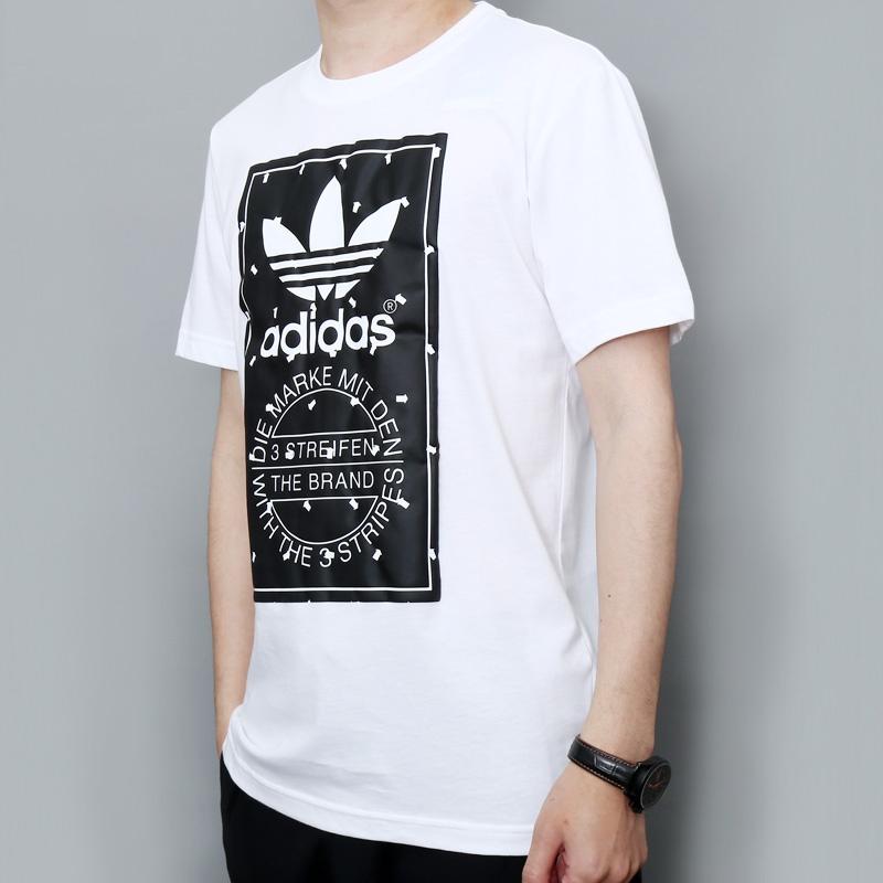 adidas originals Label Tee Logo Printing Sports Short Sleeve White Men's CZ1763