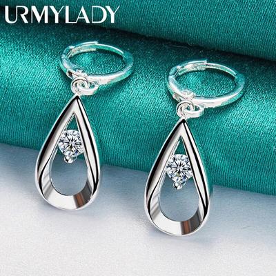 URMYLADY 925 Sterling Silver Water Drop AAA Zircon Earrings For Women Fashion Wedding Engagement Charm Jewelry