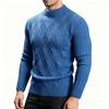Men's Diamond Pattern Mock Neck Pullover Sweater Warm Knitted Solid Color Fashion Top Casual Autumn Design