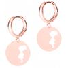 Gold-Plated Round Metal Plate Earrings with a Girl Girl Family 925 Sterling Silver