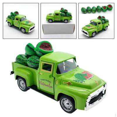 Watermelon Decor Mini Vintage Green Metal Pickup Truck Realistic Farmhouse with 6 Resin