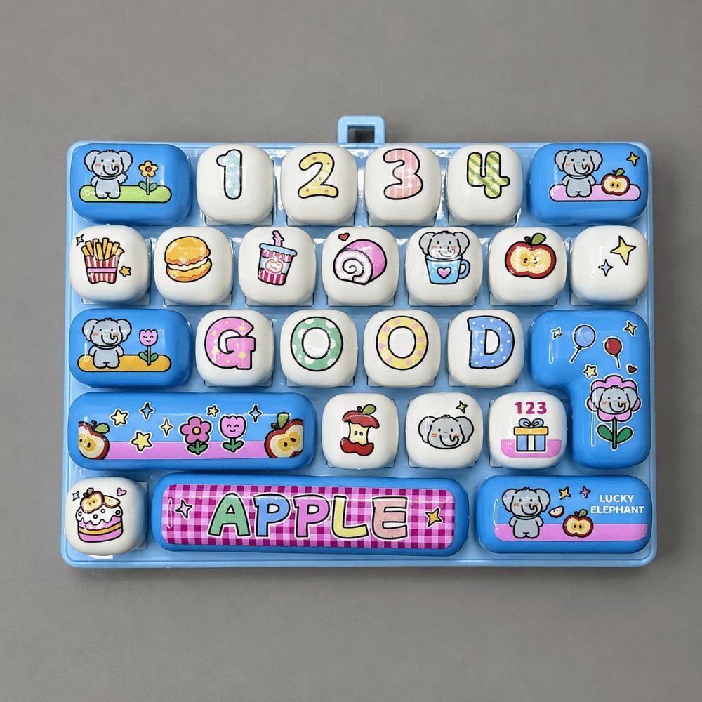 26 Keys Mechanical Keyboard Toy Hangable Creative Stress Relief Fidget Toy Gift Toy Clear Key Sounds Bag Pendant Charm