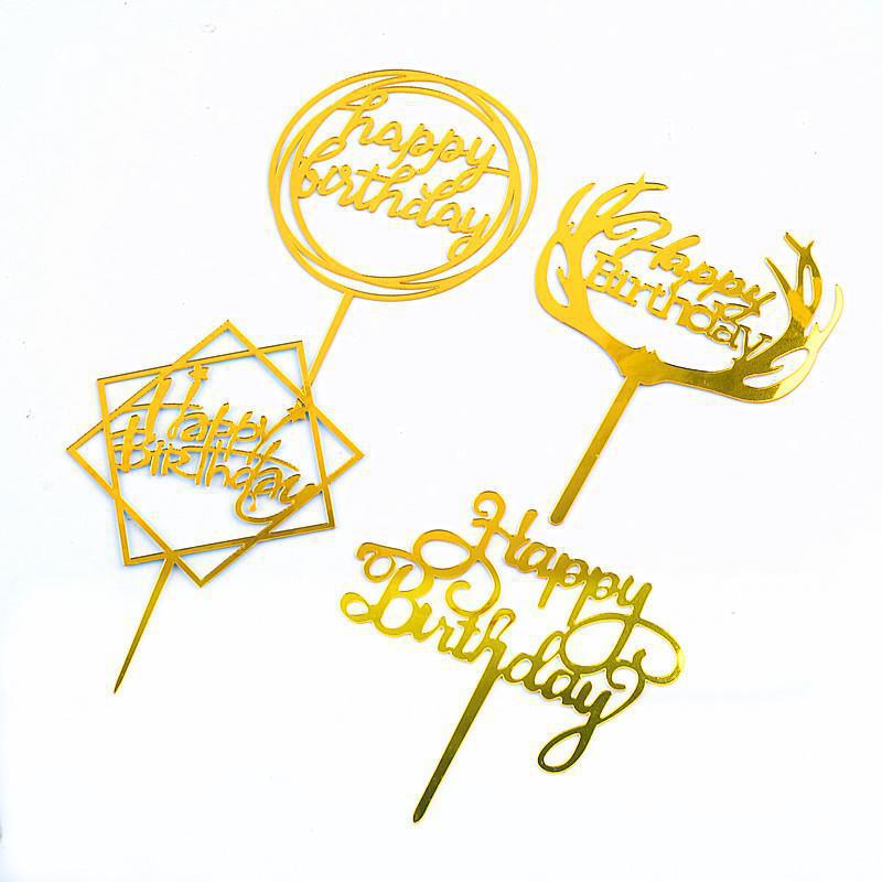 Gold & Black Mirrored Acrylic Cake Topper