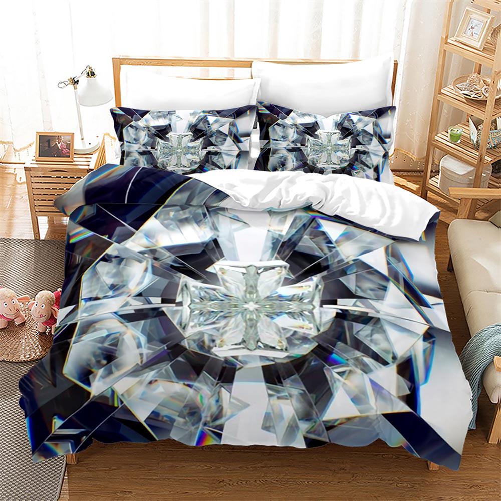 Diamond Duvet Cover Set Abstract Art Valentine's Day Gift for Girls Women Couple King Size Bedding Set Polyester Comforter Cover