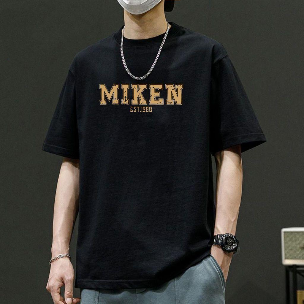 Miken Pattern Men's Pure Cotton T-shirt O-neck Short Sleeves Casual Tee