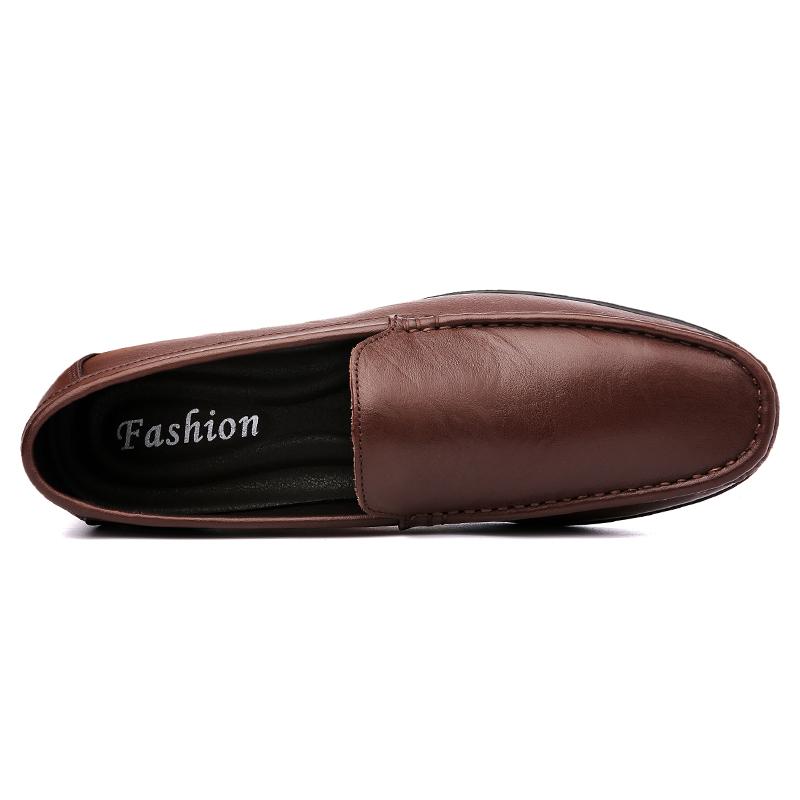 Fashion Men's Slip-on Shoes Men's Handmad Breathable Genuine Leather Dress Shoes Fashion Designer Classic Round Toe Soft Loafers Mo-3275
