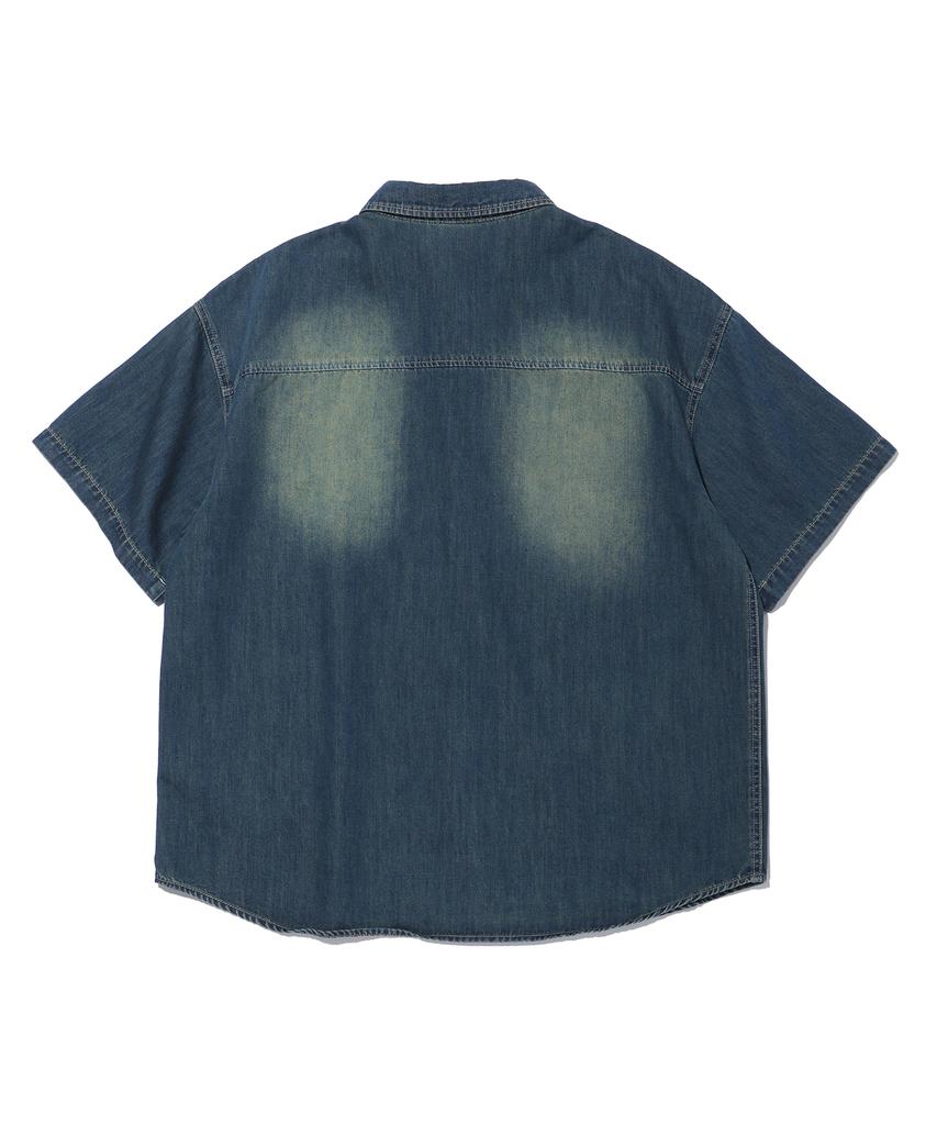 Eonoideu One Pocket Washed Denim Short Sleeve Shirt Lq2Yu347_Dark Indigo