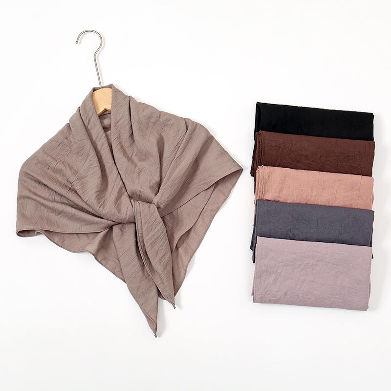 90*90cm Thin Soft Square Scarves for Women Simplicity Solid Color Cotton Linen Headscarf Muslim Female's Hijabs Bag Accessories
