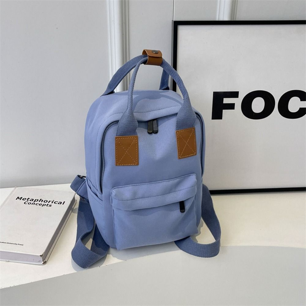 Canvas Children's Backpack Simple School Bag Trendy Square School Bag  Student