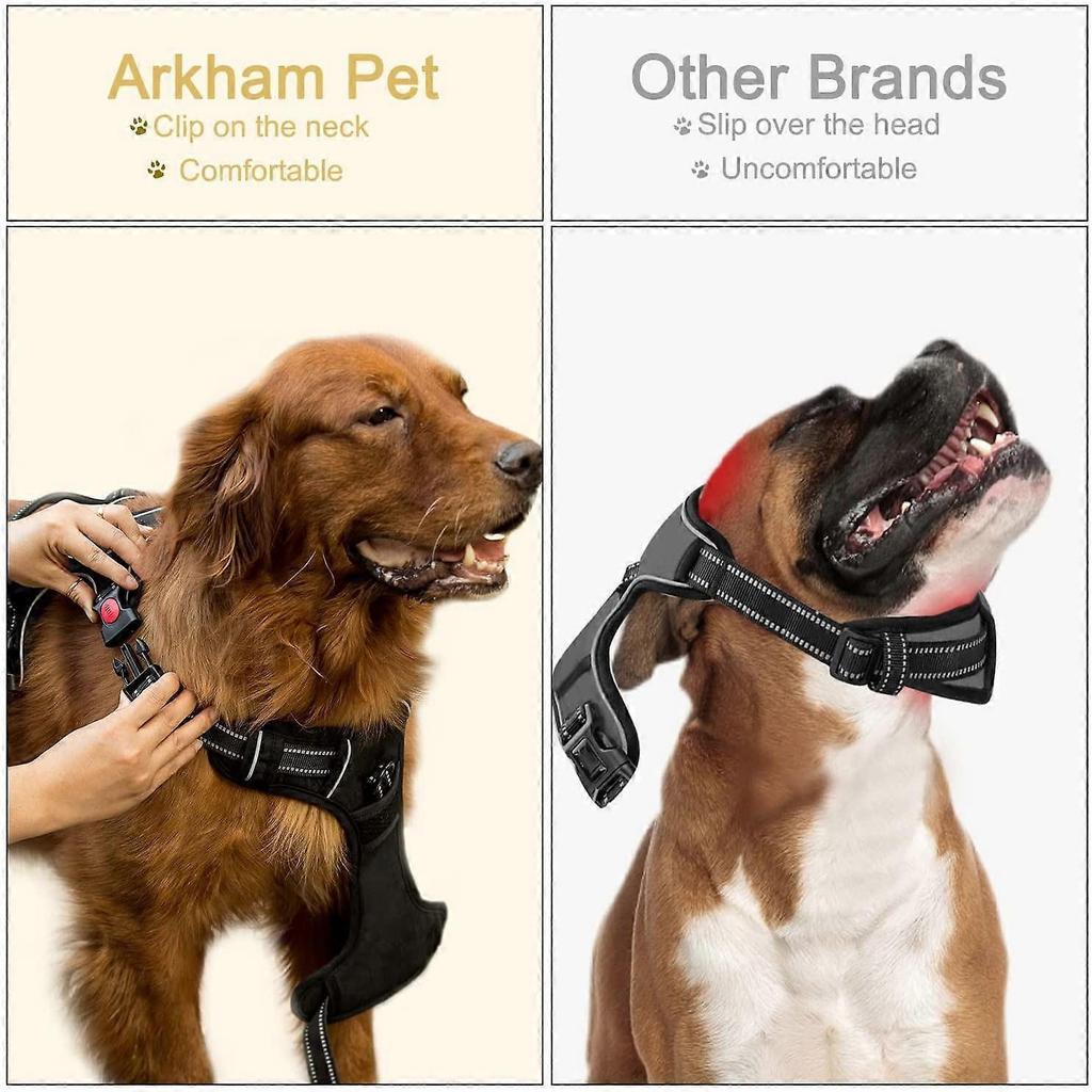 Astarin Dog Harness No Pull, Medium, 2 Leash Clips, Adjustable Soft Padded Vest with Handle, Reflective No Choke Design, Black, M