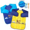 Kids Art Smocks 2 Pack Painting Smock with Long Sleeve and 3 Pockets for Age 3-8
