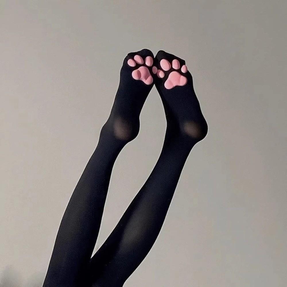 Velvet 3D Kitten Claw Socks Cute Long Socks Kawaii Cat Paw Stockings  Lolita JK