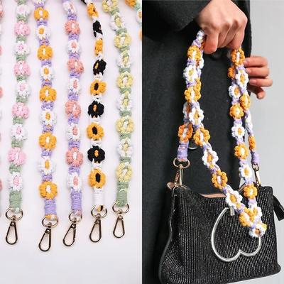 Cotton Mobile Phone Lanyard Daisy Macrame Keychain Hanging Strap Bag Hanging Rope  Bag Accessories