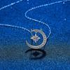 Real Vvs1 Moissanite Pendant Necklace  Sterling Tone Moon Women Star 0 .3 Ct Gra Diamond Pendant Pendant Necklace Bridal Fine JewelryTrendy