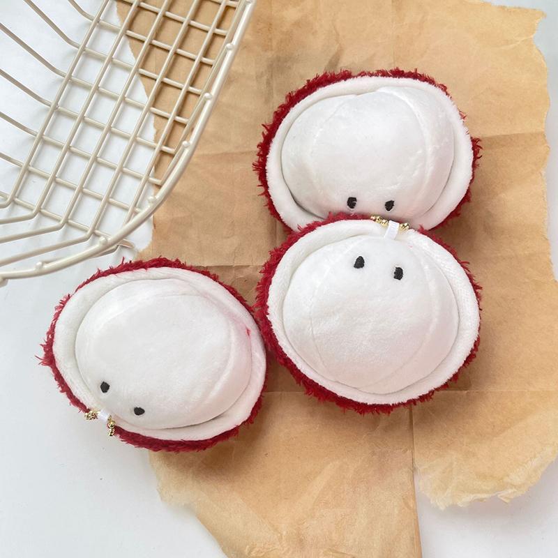 Lychee Plush Toy Keychain Cartoon Mini Lychee Soft Stuffed Doll Pendant Car Key Ring Backpack Bag Decor Kid Gift