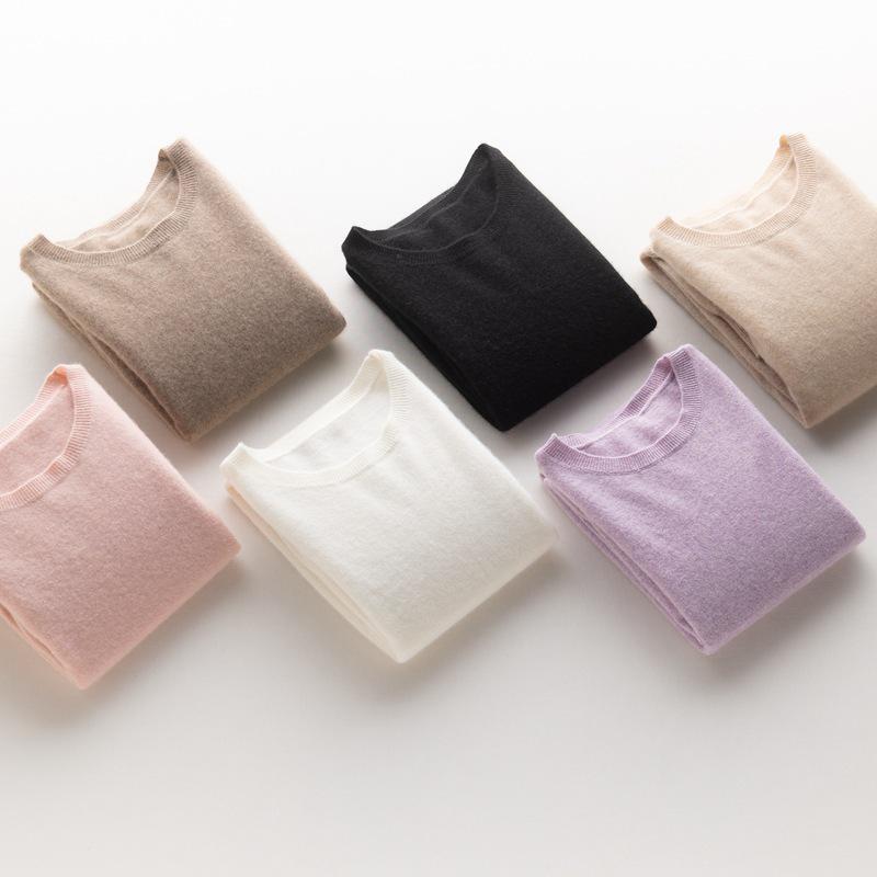 Women's Cashmere Crew Neck Pullover – Warm Autumn/Winter Loose Knit Sweater