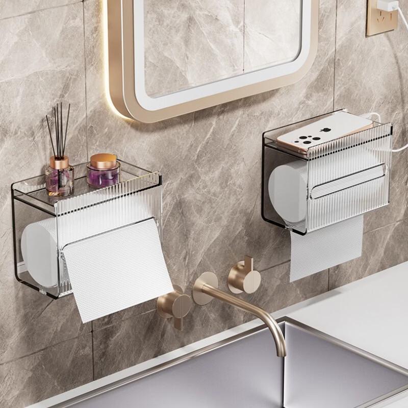 SPACEXPERT Wall-Mounted Bathroom Tissue Box with Shelf