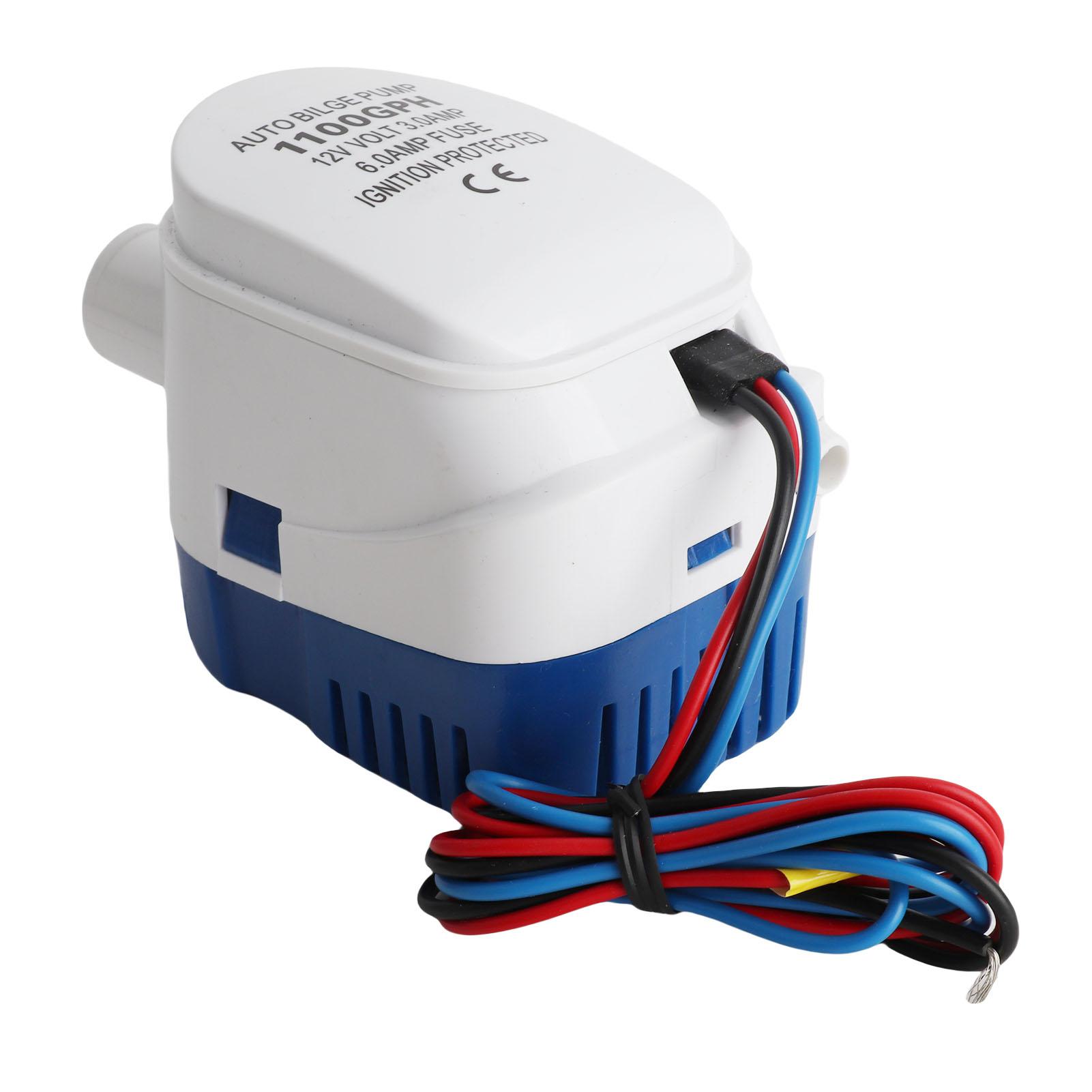 1100GPH Boat 12V Marine Automatic Submersible Bilge Water Pump Fully Auto Float Switch Internal чёрный