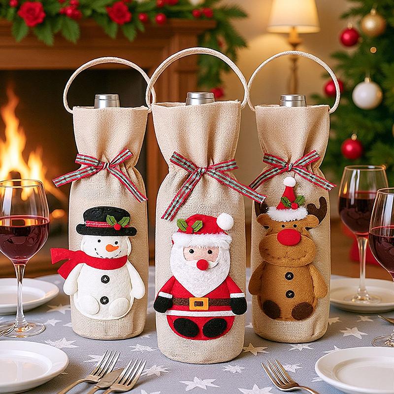 Wine Christmas Bag, Wine Bottle Gift Bag, Reusable Wine Bottle Covers For Xmas Christmas Wedding Birthday Holiday Party Decor