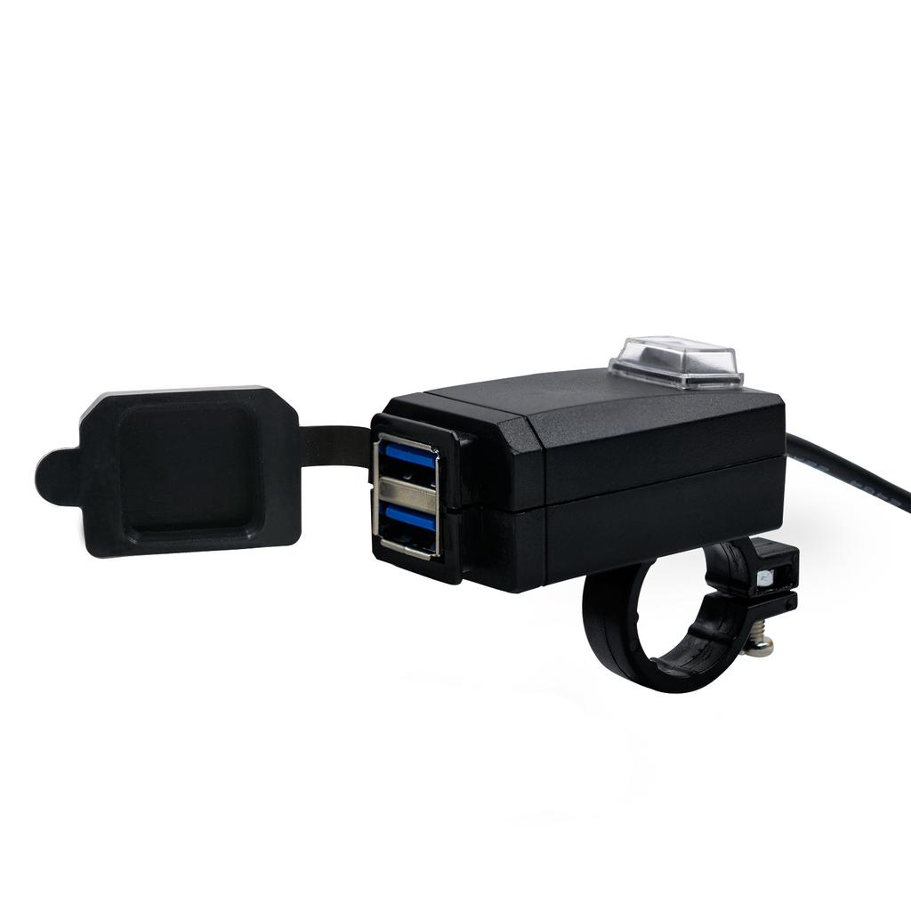 Podwójna ładowarka USB do motocykla, 24W ładowarka USB do telefonu Wodoodporny adapter USB na kierownicę motocykla Szybkie ładowanie Podwójna ładowarka USB do motocykla 12V/24V