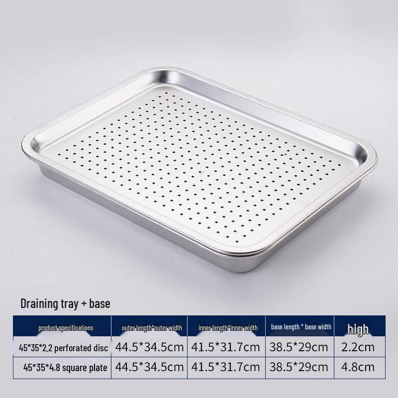 Yunduo Stainless Steel Rectangular Deep Basin and Colander Set