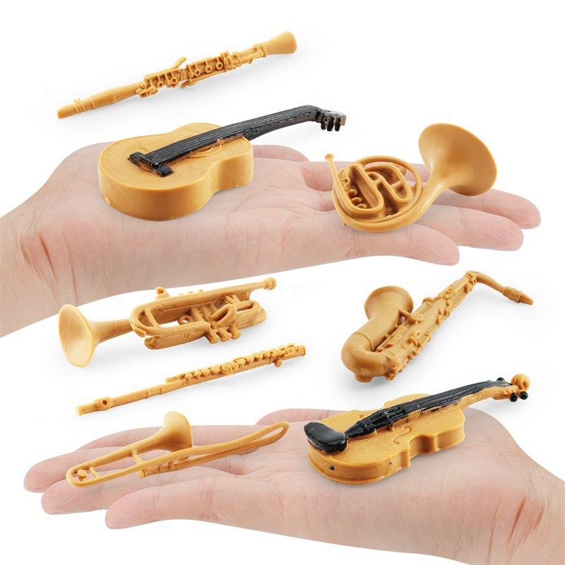 Simulation Musical Instrument Set Horn Trombone Clarinet Flute Saxophone Violin Guitar Model Static Ornament