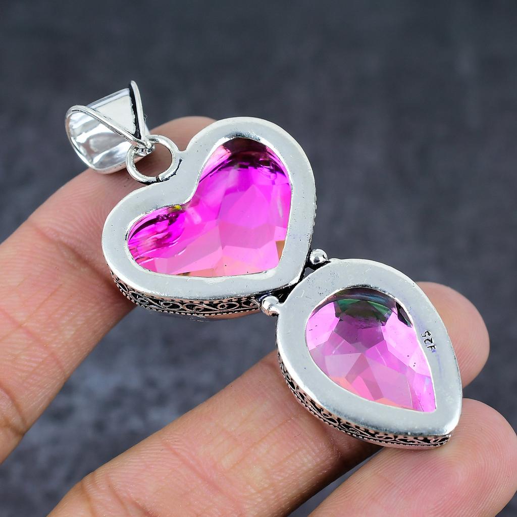 Mystic Topaz Gemstone 925 Sterling Silver Jewelry Gift Pendant 2.64" K0p77