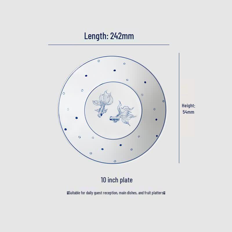 Jingdezhen Goldfish Ceramic Dinner Plate