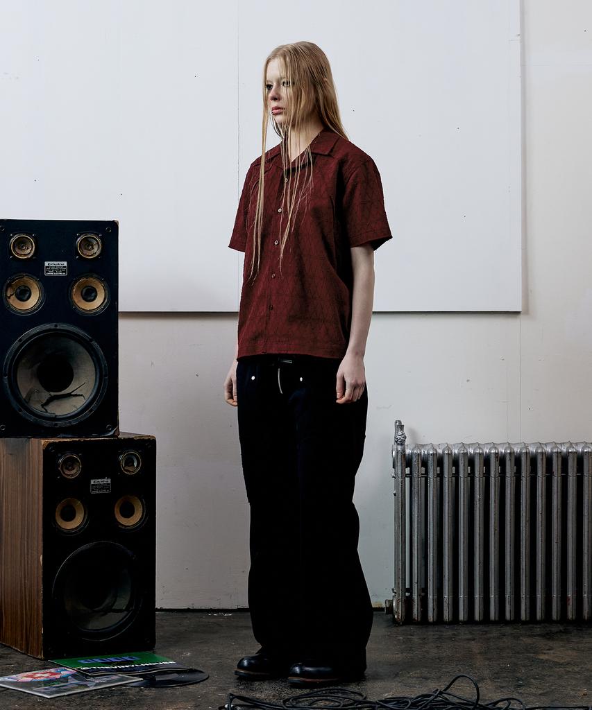 THEVINYLHOUSE Texture Check Shirts Wine