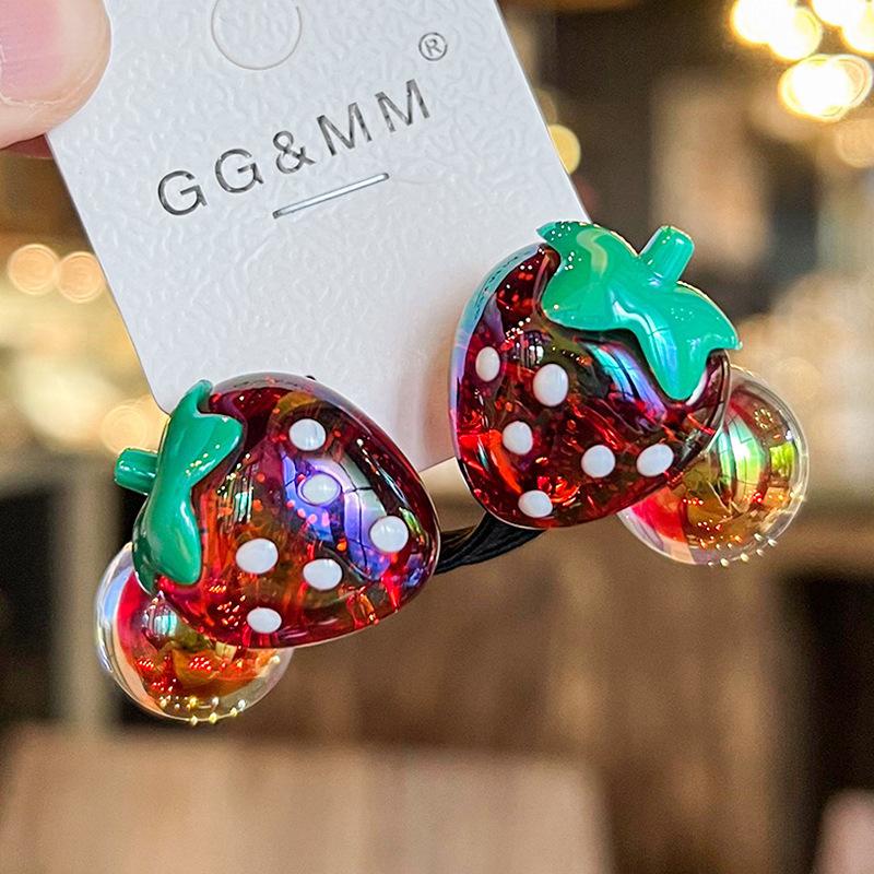 

2 шт. Новые головные уборы Принцесса Клубничка Милые детские эластичные резинки для волос Детские веревки для волос Аксессуары для волос для девочек