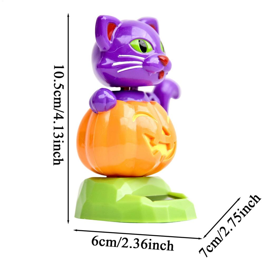 Dashboard Solar Dancing Toys Solar Pumpkin Cat Car Dashboard Decoration Figurine Car Interior Decoration Toy Statue For Truck RV