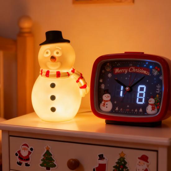 USB Powered Snowman Night Light Cute Christmas Desk Lamp with Warm Glow Holiday Decor for Office Bedroom
