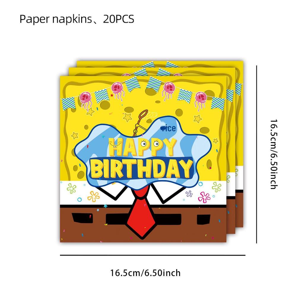 SpongeBob & Patrick Star Underwater Theme Birthday Napkins - Disposable Party Tableware