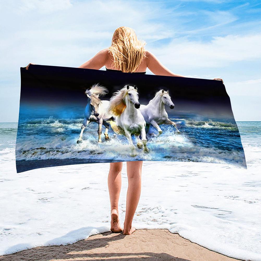 Asciugamano da Spiaggia Cavallo al Galoppo Animale Fresco Estate Microfibra Asciugatura Rapida Asciugamani da Bagno Bambini Adolescenti Viaggio Campeggio Tappetino Sportivo Regali Spa