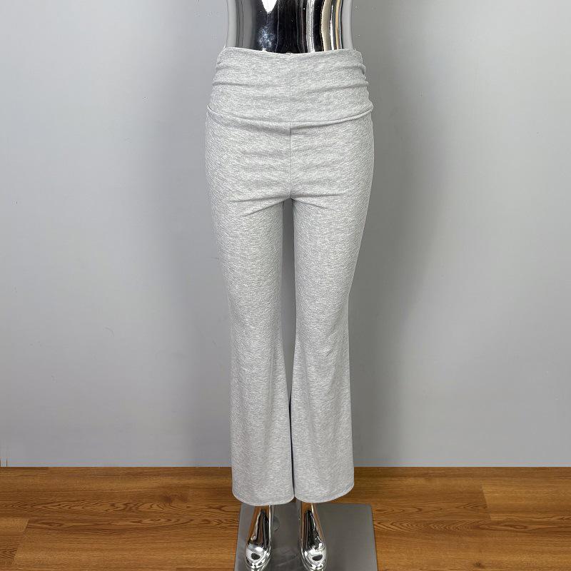 Korean Dongdaemun Pleated Flare Slimming Long Pants - Women s Trendy Casual Floor-Length Style Large светло-серый