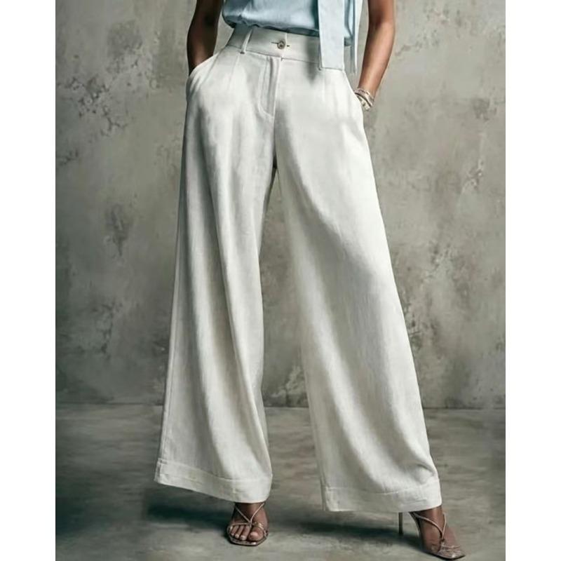 New Style Women's Solid-color Wide-leg High-waist Loose-fitting Slimming Casual Pants