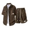 Pánský letní ležérní všestranný módní cool set s krátkým rukávem a šortkami Trendy business casual outfit