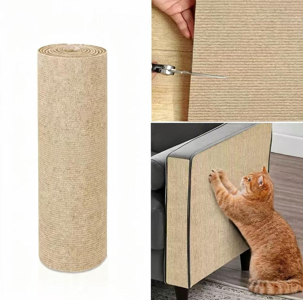 Self-Adhesive, Trimmed Cat Scratch Wall Mat - No Shedding, Wear-Resistant, Anti-Scratch Climbing Sticker