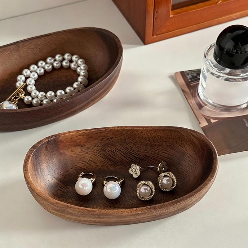 Natural Wooden Valet Dish Handmade Home Accessory Key Jewelry Organizers Perfect For Nightstand Or Dresser Top