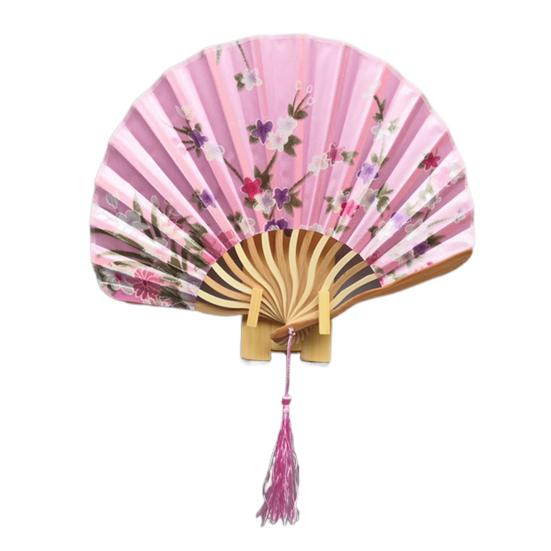 Shell Fan No Burr Non-breakable Festival Gift with Tassel Decorative Vintage Style Floral Print Kimono Japanese Style Hand Fan Home Supply